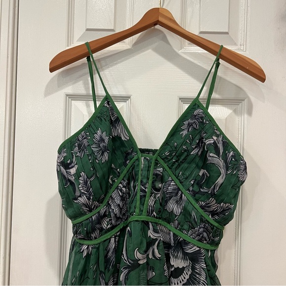 NWOT Anthropologie Penny Dress Size Medium Green Floral Dress Midi - Picture 5 of 10